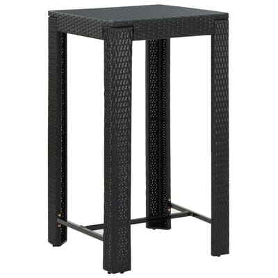 vidaXL - 3-delige - Tuinbarset - met - kussens - poly - rattan - zwart