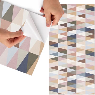 Tulup Meubelfolie - Pastel geometrische vormen Meubelfolie Zelfklevend - 75x150 cm - Beige Meubelfolie - Decoratiefolie Zelfklevend - Geometrische Meubelfolie - Meubelfolie Zelfklevend - Badkamer decoratie - Achtergronden en patronen