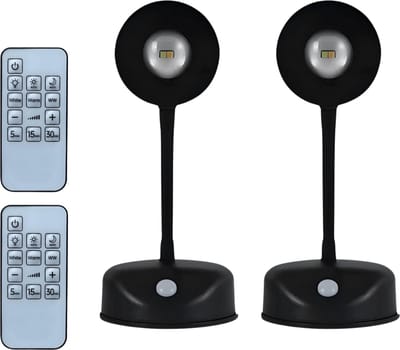 Lichtendirect - Wandlamp 2 Stuks - Wandlamp Binnen - Draadloos - Oplaadbaar - Afstandsbediening - Schilderij verlichting - Zwart