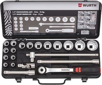 Wurth - 1/2 inch dopsleutels Assortiment met 21 stuks - 1/2 inch dopsleutels Assortiment met 21 stuks x 1 st