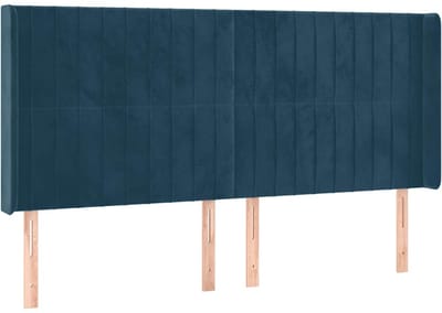 vidaXL - Hoofdbord - met - randen - 163x16x118/128 - cm - fluweel - donkerblauw
