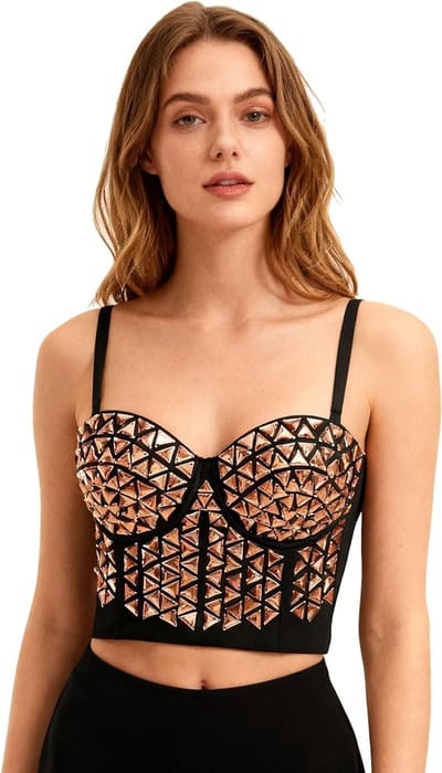 Elegante Dames Bustier Corset met Straps en Rhinestones voor een Verfijnde Look