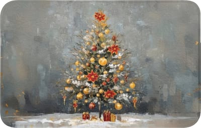 WC mat 80x50 cm - Antislip - Kerstboom - Cadeaus - Rood - Goud - Toiletmat - Vloermat - Douchemat - Toilet tapijt - Toiletmatten