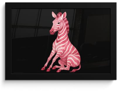 Poster in lijst - Fotolijst 30x20 cm - Posters - Zebra - Roze - Gestreept - Posterlijst zwart - Decoratie - Wanddecoratie woonkamer - Muurdecoratie slaapkamer