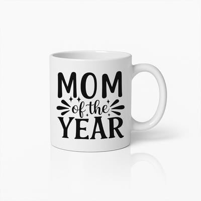 Mom of the Year Mok - Beste Moeder Ooit - Keramische Koffiebeker - Moederdag Cadeau - Wit