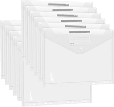 30 Stuks A4 Documentenmap Transparant met Drukknop en Gaten voor Binding en Labelcompartiment Waterdicht en Organisatie