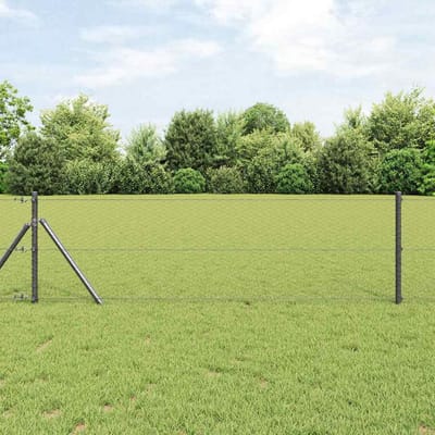 vidaXL - zeshoekig - gaashek - met - grondbevestiging - 10 - x - 0,6 - m - Grijs - Mesh