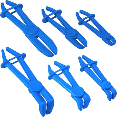 Dailygoods - Slangklemmen, tangset, slangklemmen, tang in 3 maten, slangklemtang voor brandstofslangen, remslangen, koelslangen, autoslangen, blauw, 6 stuks