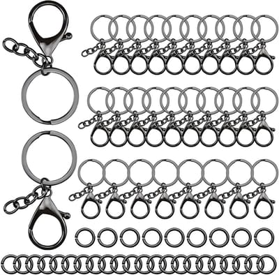 30 Stuks Karabijnhaak met 30 Sleutelringen - Musketonhaak Sleutelhangers voor Volwassenen - Mini DIY Musketon en 30mm ringetjes - Auto Klein Carabiner Sleutel Hanger, Houder - Karabijn haak ringen - Keychain Zelf Maken Karabijnsluiting - voor Hobby