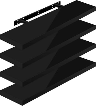 Set van 4 Wandplanken - Displayplanken - Opbergrekken - Duurzaam MDF en PVC - Veelzijdig en vochtbestendig - Eenvoudige installatie - B23cm x D3,8cm x L25-120cm