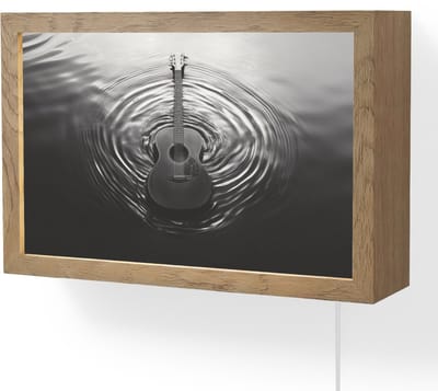 Wandlamp 30x20 cm - Oplaadbaar - Gitaar - Hout - Water - Wandlampen binnen woonkamer - Slaapkamer lamp met kabel - Decoratieve nachtlamp - Vloerlamp snoer