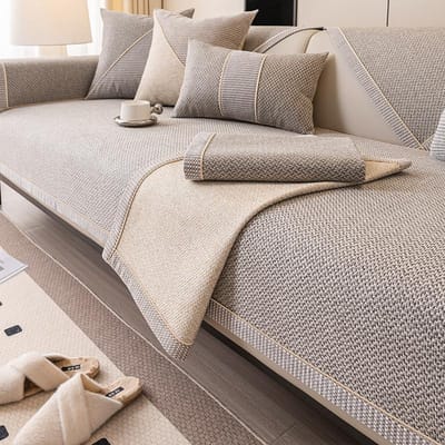 Katoen en Linnen Bankkussen Vier Seizoenen Algemene Stoffen Eenvoudig Modern Anti-Kras Antislip Bankhoes Hoesdoek 70*70cm