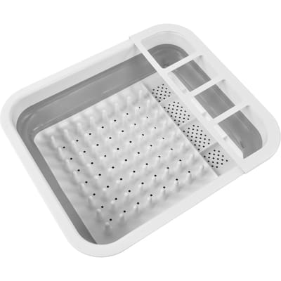 Égouttoir à vaisselle pliable Plateau de rangement pour vaisselle Organisateur portable pour bols, cuillères, baguettes Égouttoir white