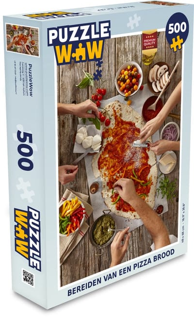 Puzzel Bereiden van een pizza brood - Legpuzzel - Puzzel 500 stukjes