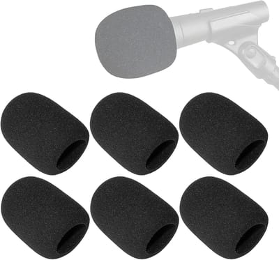 Microfoon Windschermen - Schuim Covers - Geluid Verbeteren - Dubbele Ruisdemping - 6 Stuks - Zwart