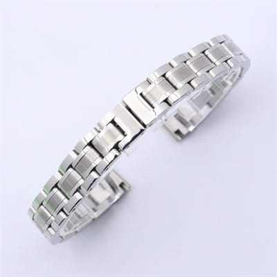 8mm/10mm Horloge Accessoires Stalen Band Dames Armband Roestvrij Staal Massief Stalen Band Vouwsluiting Horlogeketting Band 8mm zilver