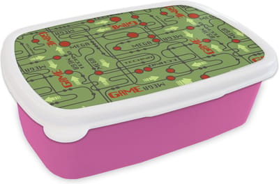 Broodtrommel Roze - Lunchbox - Brooddoos - Moederbord - Patronen - Quotes - 18x12x6 cm - Kinderen - Meisje
