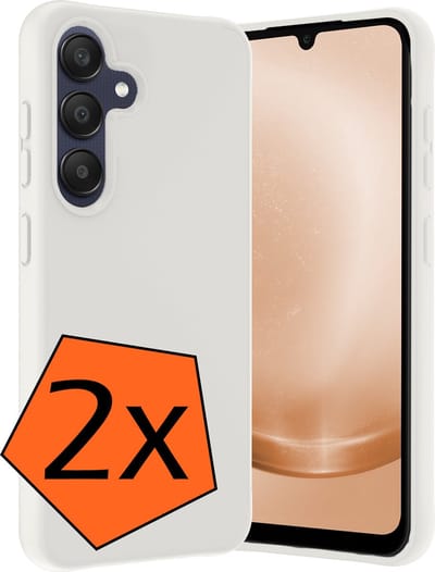 Hoes - 2 Stuks - Geschikt voor Samsung Galaxy A25 - Sterk & Shockproof - Case Siliconen - Back Cover - Telefoon Hoes - Wit