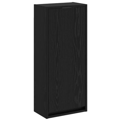 vidaXL - Wandgemonteerde - wastafelmeubel - Zwart - eiken - 35 - x - 20 - x - 81 - cm