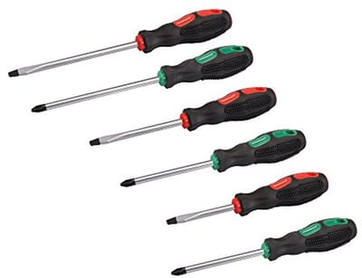 Universele schroevendraaier set, 6-delig met ergonomische handgrepen