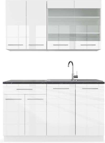 Vicco Fame-Line Eenpersoonskeuken – 140 cm, WB Antraciet Wit hoogglans/wit