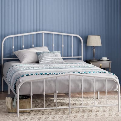 Metalen Bedframe - Bedframe met hoofdeinde - Slaapkamer Inrichten - Stevig Stalen Frame - 135 x 190 cm - Zwart