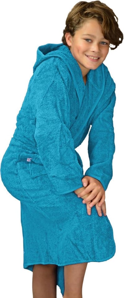 ARTG® Boyzz & Girlzz Kinder Badjas met Capuchon - Petrol Blauw - Deep Blue - Maat 116/128