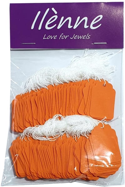 Ilènne - Kleine prijskaartjes met koord - 22x35 mm - 200 stuks - Oranje - prijslabels - draadetiketten - hangetiket gekleurd