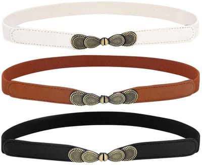 Dailygoods- Riem Elastisch - Vintage Riem - Dames Riem - Meerkleurige Riemen - 3 Stuks - 2 cm Breed - Damesriem