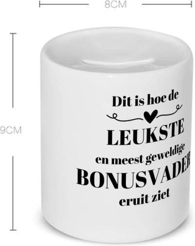 Akyol - dit is hoe de leukste en meest geweldige bonusvader eruit ziet Spaarpot - Papa - meest leukste bonusvader - vader cadeautjes - vaderdag - verjaardag - geschenk - kado - vader artikelen - 350 ML inhoud
