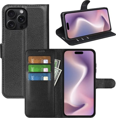 MobyDefend Hoesje - Geschikt voor iPhone 16 Pro - Kunstleren Wallet Book Case (Sluiting Voorkant) - Zwart