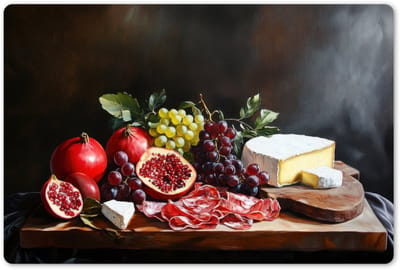 Placemats 45x30 cm - Placemat kunststof - 1 stuk - Borrelplank - Stilleven - Vintage - Borden onderleggers - Decoratie voor op tafel - Keuken tafeldecoratie accessoires - Vinyl onderlegger - Tafelversiering