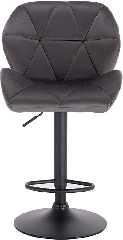Barkrukken Set 82cm Grijs - Velvet, Ergonomisch met rugleuning en Verstelbare zithoogte 60-82cm - Voor Eetkamer, Keuken en Woonkamer