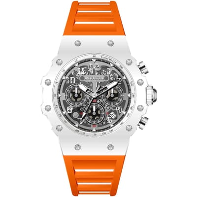 Invicta Racing 69672 Herenhorloge - Quartz Uurwerk - Acryl met Zilveren Wijzerplaat - 43 mm