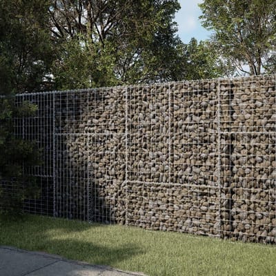 Schanskorf met deksel van verzinkt ijzer, 200 x 50 x 150 cm, verzinkt, mand voor tuin, metaal, schanskorven