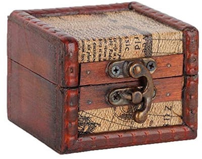 Dailygoods- Sieraden Doos Klein - Houten Kist met Deksel - Vintage Sieraden Doos - Ring/Oorbellen Opbergdoos - Duurzaam Gelegeerd Materiaal - Handwerk Design