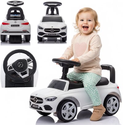 Mercedes C-Class Kindervoertuig, Loopauto met Claxon, ride on, babyauto, loopstoeltje met claxon en motorgeluiden, max 25 kg (Wit)