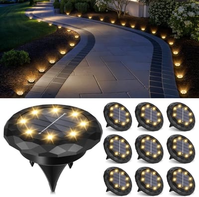 10x Solar Tuinlampen op Zonne-energie – Grondverlichting IP65 Waterdicht – Warm Wit – Voor Tuin, Pad, Entree, Zwembad en Binnenplaats