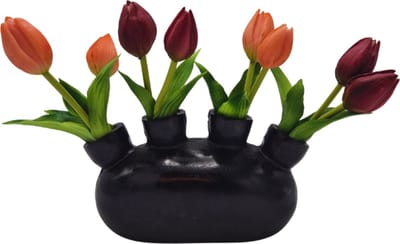 Deco4yourhome® - Vaas - Flower - Tulpenvaas - Vensterbank vaas - Zwart - Black - 22cm