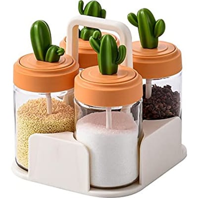 Huiyu Suikerdispenser, Zoutdispenser, Kruidenflesje, Kruidencontainer (Set van 4) brown
