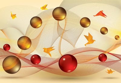 Fotobehang Modern Yellow Red Abstract | XL - 208cm x 146cm | 130g/m2 Vlies
