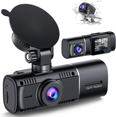 Dashcam 3 Kanalen - Autocamera Rijcamera - Veiligheid Onderweg - Ingebouwde Nachtcamera - 1080P FHD - Zwart