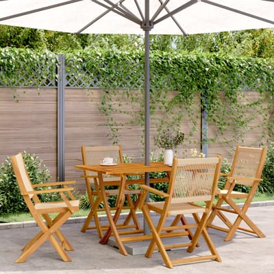 vidaXL - Opklapbare - stoelen, - 4 - stuks, - beige, - massief - acaciahout