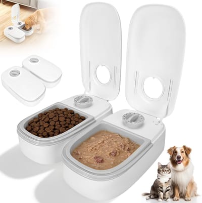 Automatische voederdispenser met timer voor katten en honden, 700 ml, wasbaar en ideaal voor droogvoer, perfect voor huisdieren met een druk schema