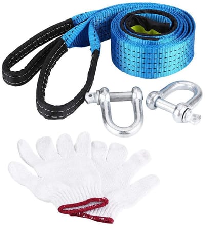 Dailygoods- Aanhangwagenkabel 8 Ton - Sleepkabel - Wegherstel Kabel - Reflecterende Haken - 5 Meter - Duurzaam Polyester/Koolstofstaal