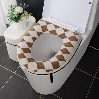 Wc-brilhoes - Warme toiletzitting - Comfort op het toilet - Met ritssluiting - 38 x 42 cm - Bruin