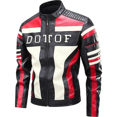 Nieuwe Herfst- en Winter Opstaande Kraag Heren Leren Jas Geborduurde Heren Leren Jas Motorpak Racepak Motor S black