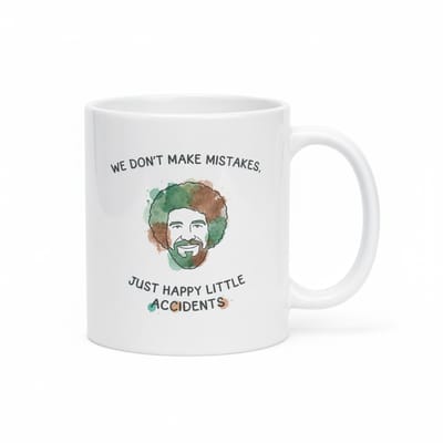 We Don’t Make Mistakes Grappige Mok – Happy Little Accidents Tekst Koffiemok – Cadeau voor Kunstliefhebbers – 330 ml Keramische Mok