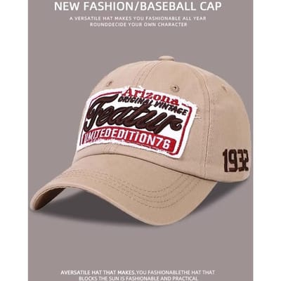 Heren Grote Kop Baseballpet Lente en Zomer en Letters Driedimensionaal Geborduurd Zachte Top Veelzijdige Baseballpet beige