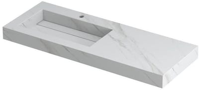 Ink Pitch meubelwastafel links 120x45cm keramische slab - 1 kraangat - Calacatta